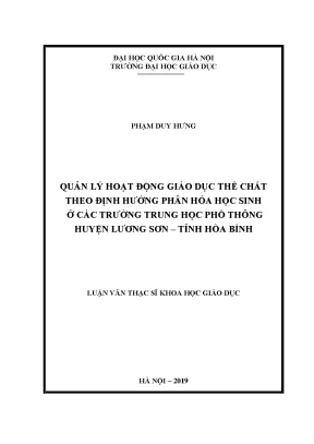 Quản lý giáo dục thể chất theo định hướng phân hóa học