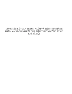 Kế Toán Thành Phẩm và Tiêu Thụ Tại Công Ty Cơ Khí Hà Nội
