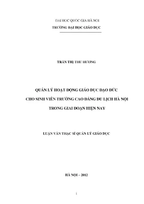 Quản lý giáo dục đạo đức cho sinh viên cao đẳng du lịch