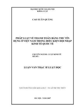 Nghiên cứu pháp luật về thanh toán bằng thư tín dụng tại