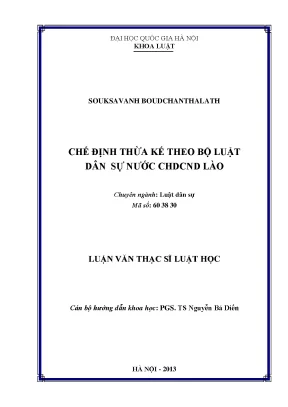 Chế Định Thừa Kế Theo Bộ Luật Dân Sự Nước Lào: Nghiên