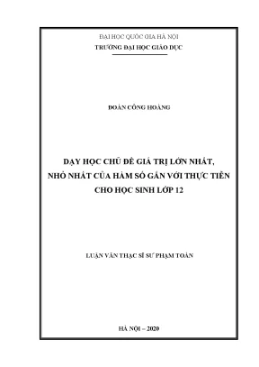 Dạy Học Giá Trị Lớn Nhất, Nhỏ Nhất Của Hàm Số Cho Học
