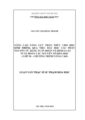 Nâng cao năng lực nhận thức cho học sinh lớp 10 qua dạy