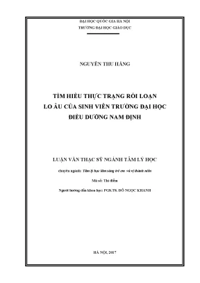 Khảo sát rối loạn lo âu ở sinh viên Đại học Điều dưỡng