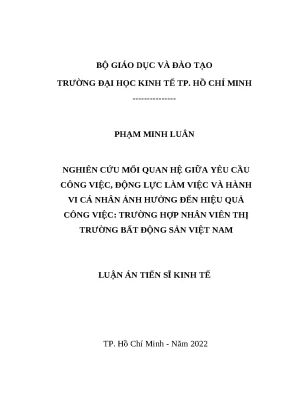 Nghiên cứu mối quan hệ giữa yêu cầu công việc, động lực