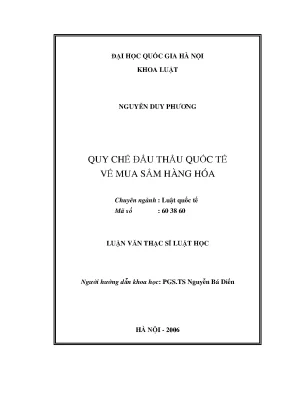 Quy chế đấu thầu quốc tế về mua sắm hàng hóa: Luận văn
