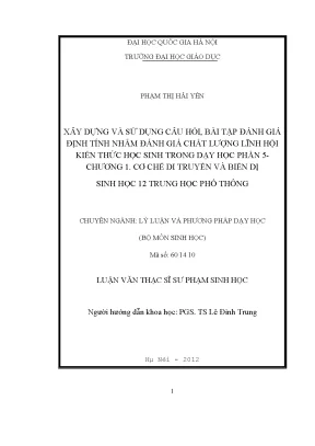 Đánh Giá Định Tính Chất Lượng Kiến Thức Học Sinh Trong