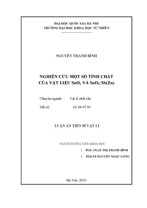 Nghiên cứu tính chất vật liệu SnO2 và SnO2:SbZn