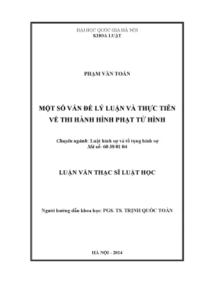 Nghiên cứu về thi hành hình phạt tử hình tại Việt Nam
