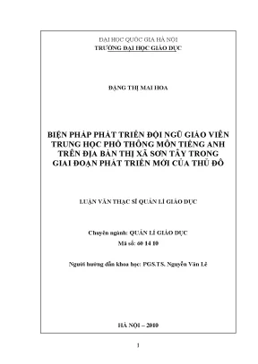 Phát Triển Đội Ngũ Giáo Viên Tiếng Anh Tại Các Trường