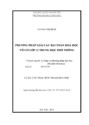 Phương Pháp Giải Bài Toán Hóa Học Vô Cơ Lớp 12