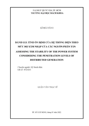 Đánh giá ổn định hệ thống điện với nguồn phân tán
