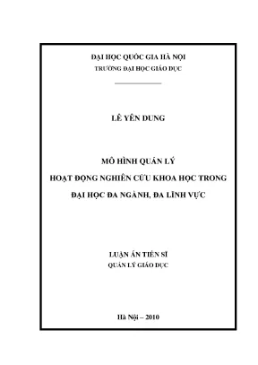 Mô Hình Quản Lý Nghiên Cứu Khoa Học Tại Đại Học Đa Ngành