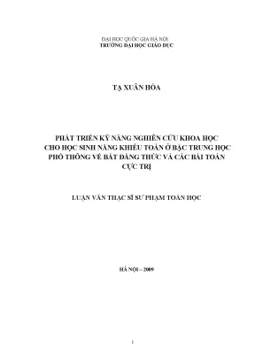 Phát Triển Kỹ Năng Nghiên Cứu Khoa Học Cho Học Sinh Năng