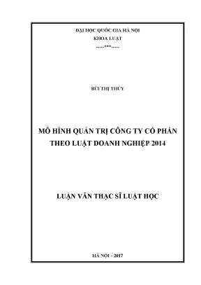 Mô Hình Quản Trị Công Ty Cổ Phần Theo Luật Doanh Nghiệp 2014