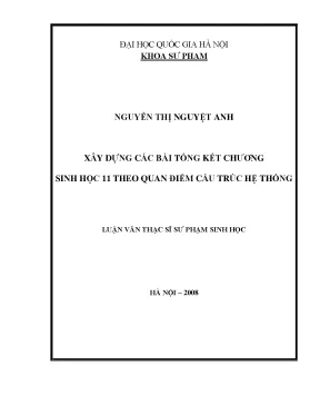 Xây Dựng Bài Tổng Kết Sinh Học 11 Theo Quan Điểm Cấu