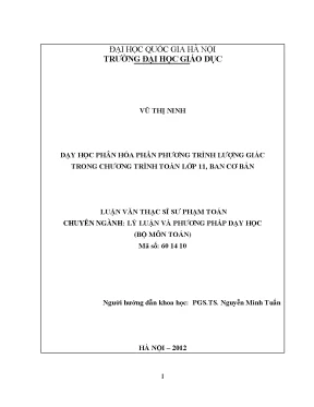 Phương Pháp Dạy Học Phân Hóa Phương Trình Lượng Giác Lớp 11