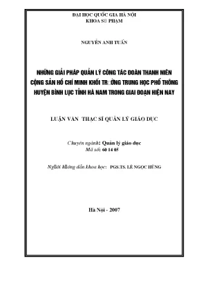 Giải pháp quản lý công tác Đoàn thanh niên tại trường