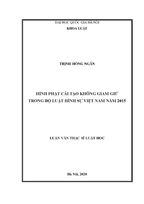 Hình Phạt Cải Tạo Không Giam Giữ Trong Bộ Luật Hình Sự