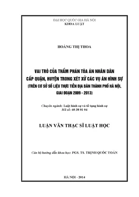Vai trò của thẩm phán tòa án nhân dân cấp quận huyện