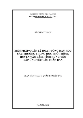 Biện Pháp Quản Lý Dạy Học Tại Trường THPT Huyện Văn Lâm,