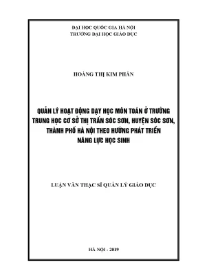 Quản lý dạy học môn Toán tại trường THCS Sóc Sơn: Phát