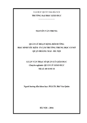 Quản lý bồi dưỡng học sinh yếu kém tại trường THCS quận