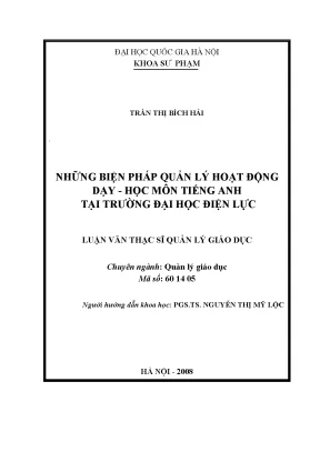 Biện Pháp Quản Lý Hoạt Động Dạy Học Tiếng Anh Tại Trường