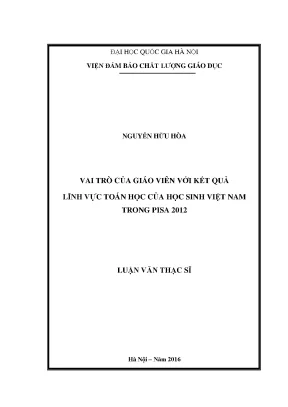Vai trò của giáo viên trong kết quả Toán học của học