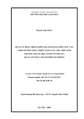 Quản lý kiểm tra đánh giá môn Ngữ văn tại trường THCS Võ