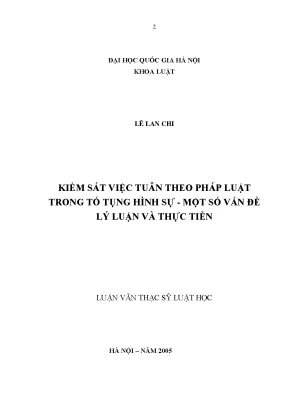Kiểm Sát Việc Tuân Theo Pháp Luật Trong Tố Tụng Hình Sự: