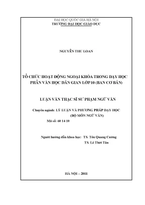 Tổ Chức Hoạt Động Ngoại Khóa Trong Dạy Học Văn Học Dân