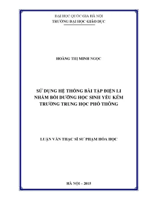Bồi Dưỡng Học Sinh Yếu Kém Qua Hệ Thống Bài Tập Điện Li