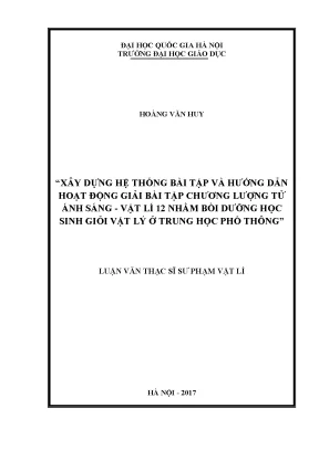 Hệ thống bài tập và hướng dẫn giải bài tập chương lượng