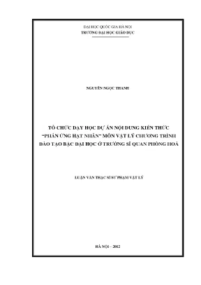 Tổ Chức Dạy Học Dự Án Về Phản Ứng Hạt Nhân Trong Giáo