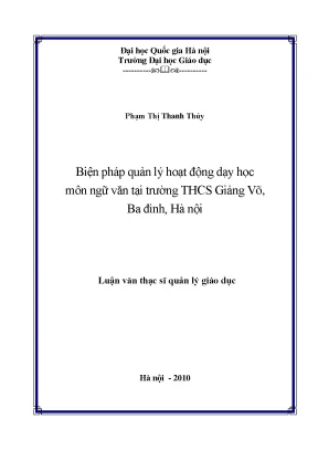 Biện Pháp Quản Lý Dạy Học Môn Ngữ Văn Tại Trường THCS