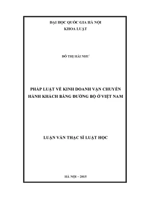 Nghiên Cứu Pháp Luật Kinh Doanh Vận Chuyển Hành Khách