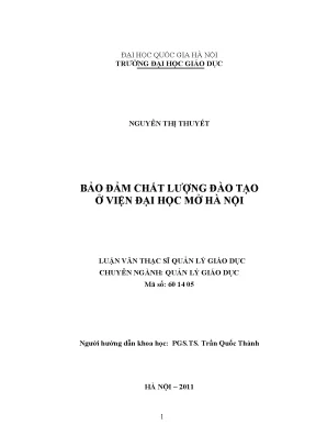 Bảo Đảm Chất Lượng Đào Tạo Tại Viện Đại Học Mở Hà Nội