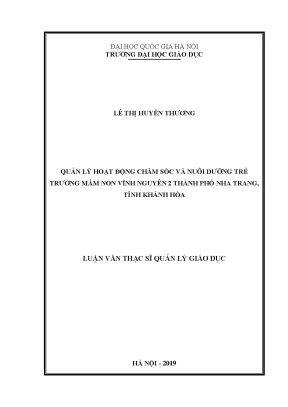 Quản Lý Hoạt Động Chăm Sóc và Nuôi Dưỡng Trẻ Mầm Non
