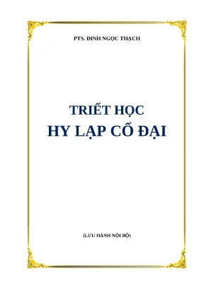 Giáo Trình Triết Học Hy Lạp Cổ Đại: Tài Liệu Tham Khảo