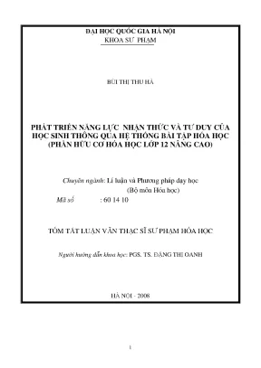Phát Triển Năng Lực Nhận Thức và Tư Duy Học Sinh Qua Bài 