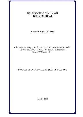 Các Biện Pháp Quản Lý Phát Triển Đội Ngũ Giảng Viên Tại