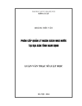 Phân Cấp Quản Lý Ngân Sách Nhà Nước Tại Tỉnh Nam Định