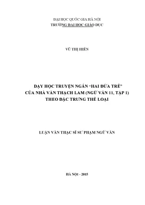 Dạy Học Truyện Ngắn 'Hai Đứa Trẻ' Của Thạch Lam Trong