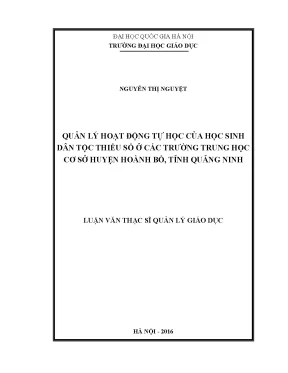 Quản Lý Tự Học Cho Học Sinh Dân Tộc Thiểu Số Tại Trường