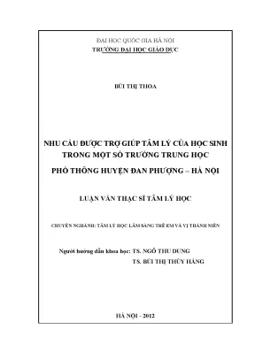 Nhu cầu trợ giúp tâm lý học đường của học sinh THPT tại