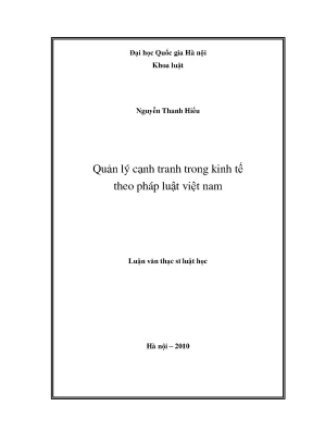 Quản Lý Cạnh Tranh Trong Kinh Tế Việt Nam: Luận Văn Thạc