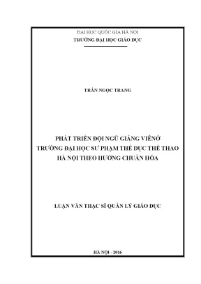 Phát Triển Đội Ngũ Giảng Viên Trường Đại Học Sư Phạm Thể