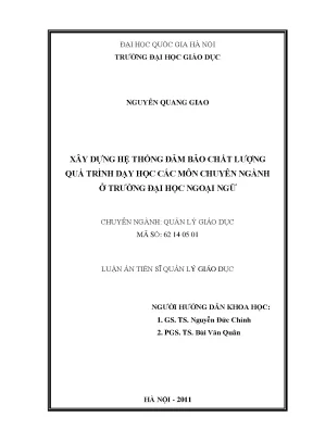 Xây Dựng Hệ Thống Đảm Bảo Chất Lượng Dạy Học Tại Trường