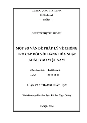 Pháp Luật Chống Trợ Cấp Hàng Hóa Nhập Khẩu Vào Việt Nam
